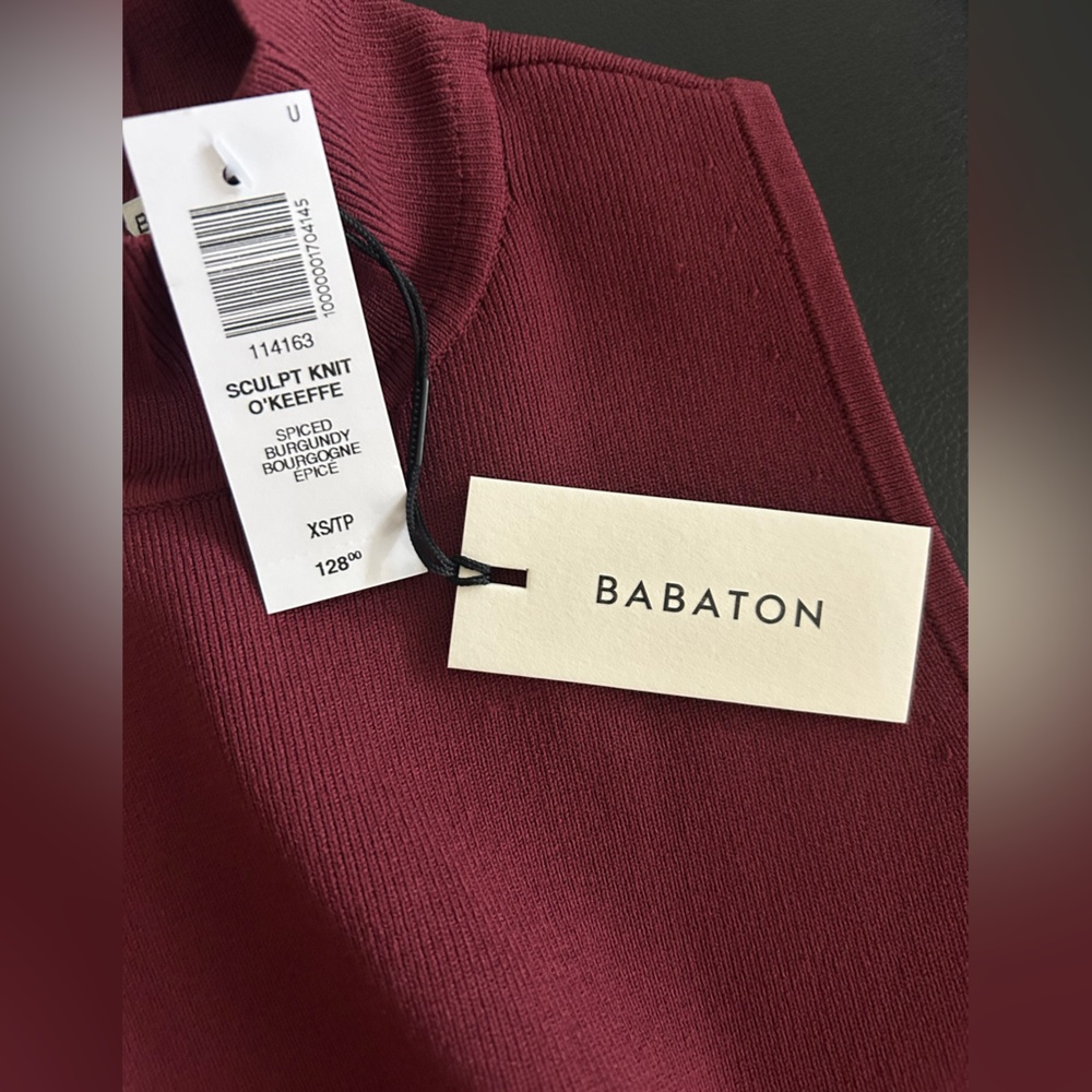 Aritzia Babaton Sculpt Knit Mockneck Sleeveless Burgundy Midi Dress XS NWT - Picture 10 of 10